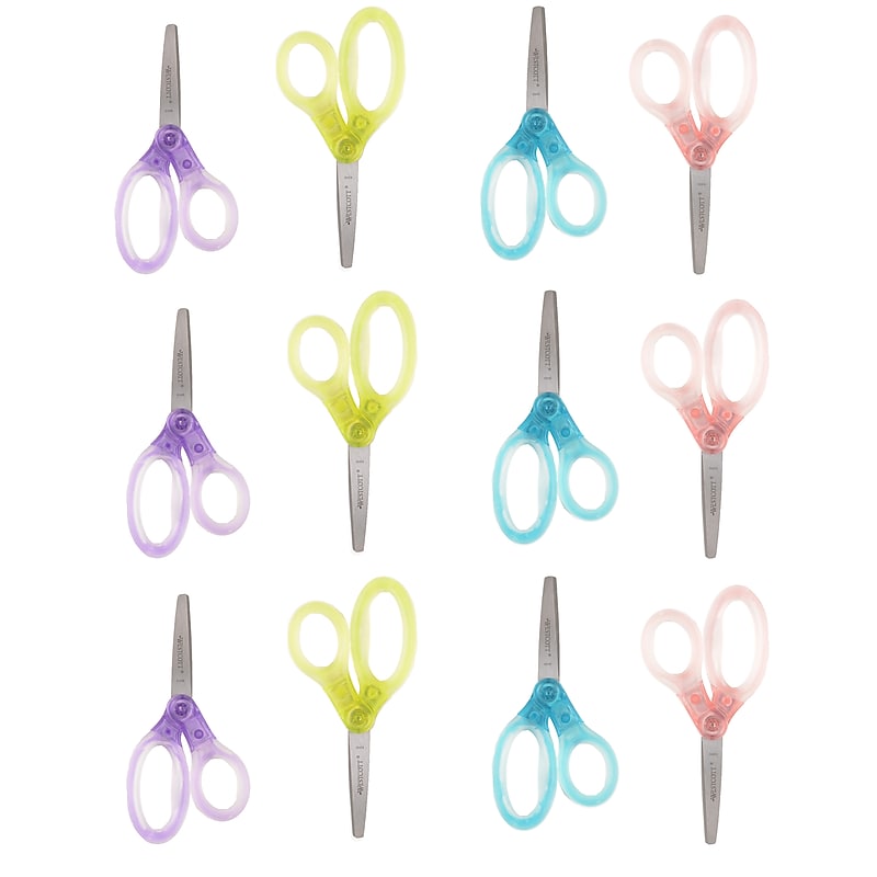 Westcott® Jellies™ Kids 5" Stainless Steel Gel Handle Scissors, Blunt Tip, Assorted Colors, 12/Pack (67364) image 1