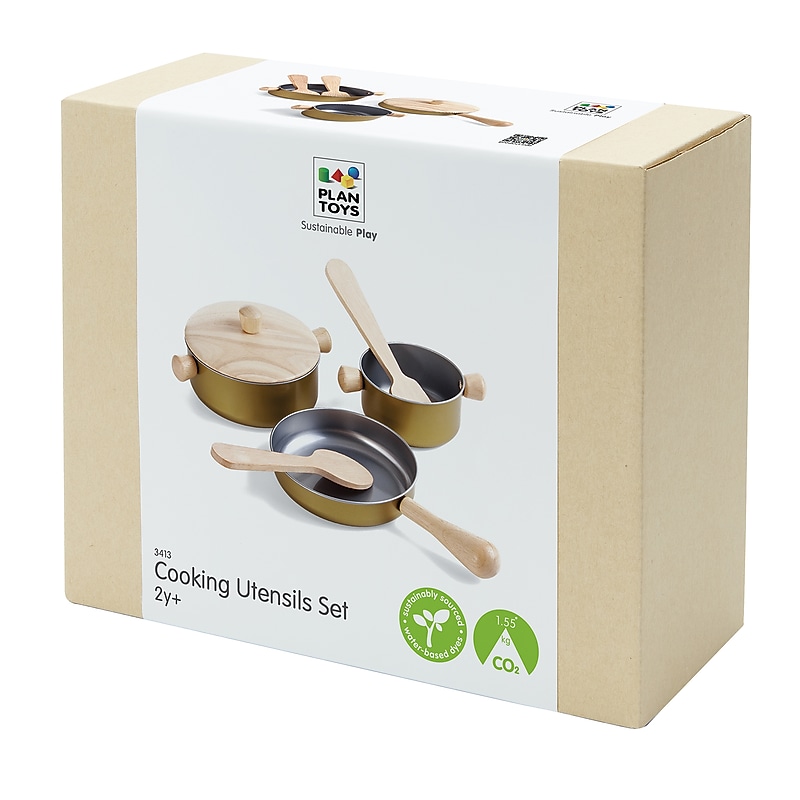 PlanToys Cooking Utensils Set, Natural (PTS3413) image 1