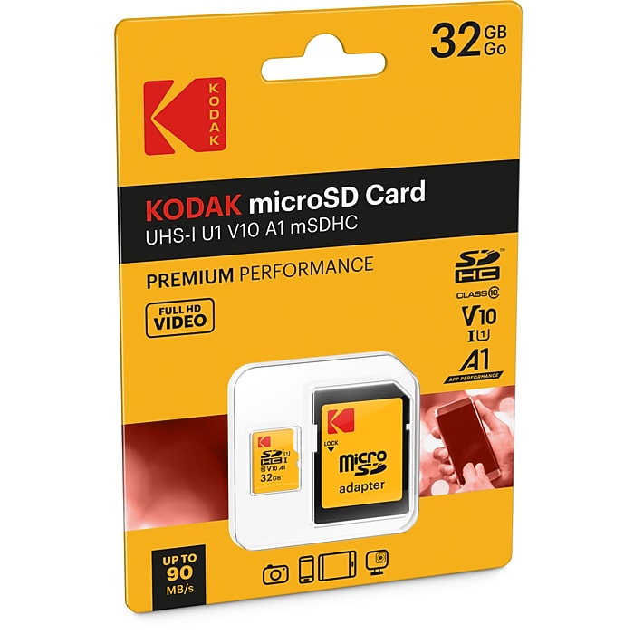 Kodak 32GB Memory Card with Adapter, UHS-I, V10 (EKMSDM32GHC10K