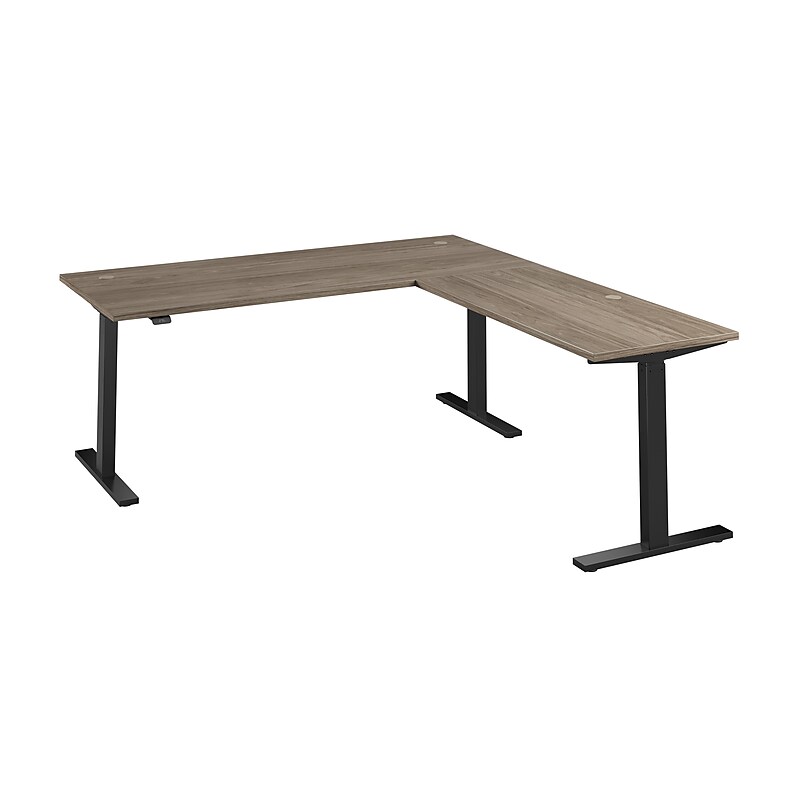 Bush Business Furniture Move 60 Series 72"W L Shaped Adjustable Standing Desk, Modern Hickory (M6SL7278MHBK) image 1