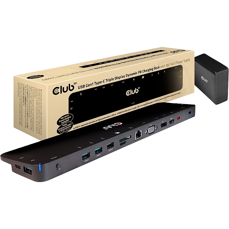 Club 3D Triple Display Charging Docking Station (CSV-1564W100) image 1