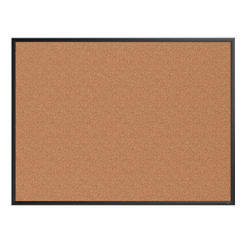 Staples Cork Bulletin Board, Black Frame, 4' x 3' (ST62834) image 1
