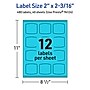 Avery Laser/Inkjet Multipurpose Square Labels, 2" x 2-3/16", Bright Blue, 480/Pack (94124)~#|#~5C8B5478-BE4B-44A4-AE7252E0ABA6F9F1_sc7