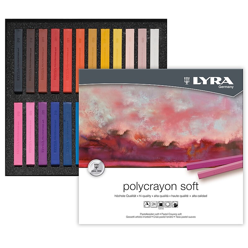 Lyra PolyCrayons Soft Pastel Sticks Set, Assorted Colors, 24/Set (LYXL5651240) image 1