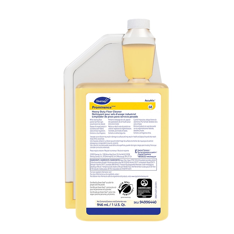 Prominence 66 Hard Floor Cleaner for Diversey Accumix, Citrus Scent, 32oz., 6/Carton (94996440CT) image 1