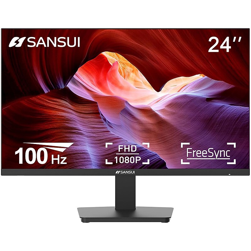 Sansui S24F2F 24" FHD VA 100Hz LCD AMD FreeSync Monitor, HR10, Black image 1