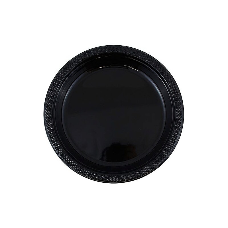JAM PAPER 7" Plastic Plates, Black, 80 PlatesPlates/Pack (7255320672g) image 1
