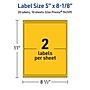 Avery Rectangle Laser/Inkjet Multipurpose Labels, 5" x 8-1/8", Bright Yellow (20/Pack)~#|#~5CA4130B-1592-4D5F-AABE471FFD344D76_sc7
