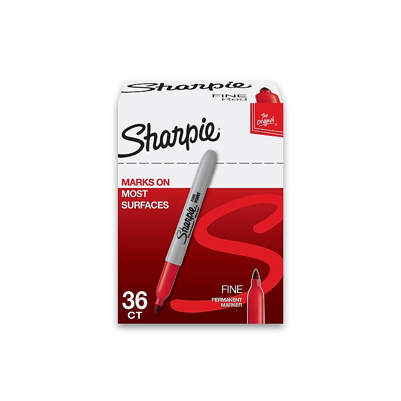 Sharpie Permanent Markers, Fine Tip, Red, 36/Pack (1920937) image 1