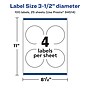 Avery Round Laser/Inkjet Round Multipurpose Labels, 3.5" Dia, White, 100 Labels/Pack (94514)~#|#~5CB5D022-D3D2-44E5-8620FB7D309332FF_sc7