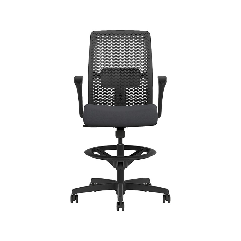 HON Ignition 2.0 ReActiv Back Vinyl Task Stool with Footrest and Lumbar Support, Black  (HITSRA.S0.F.H.0S.SX23.BL.SB.T) image 1