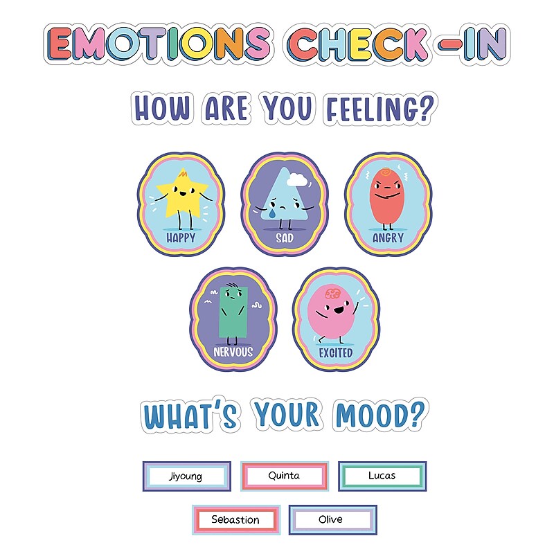 Carson Dellosa Education We Stick Together Emotions Check-In Bulletin Board Set, 46/Pack (110532) image 1