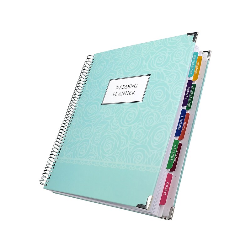 Global Printed Products 9" x 11" Wedding Planner, Hardcover, Teal/Silver (GPP-PLNR-SLV) image 1