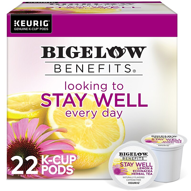 Bigelow Benefits Stay Well Lemon and Echinacea Herbal Tea Pods, 22/Box (420250) image 1