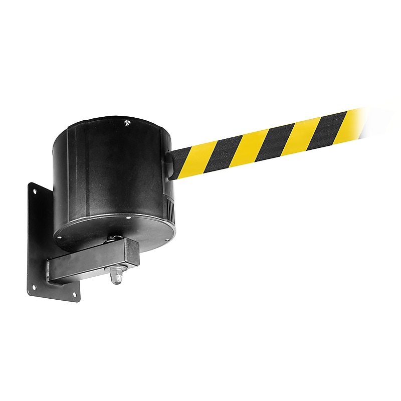 Queue Solutions WallPro 750 Wall-Mountable 55' Retractable Belt Barrier, Yellow/Black (WP750B-YB55) image 1