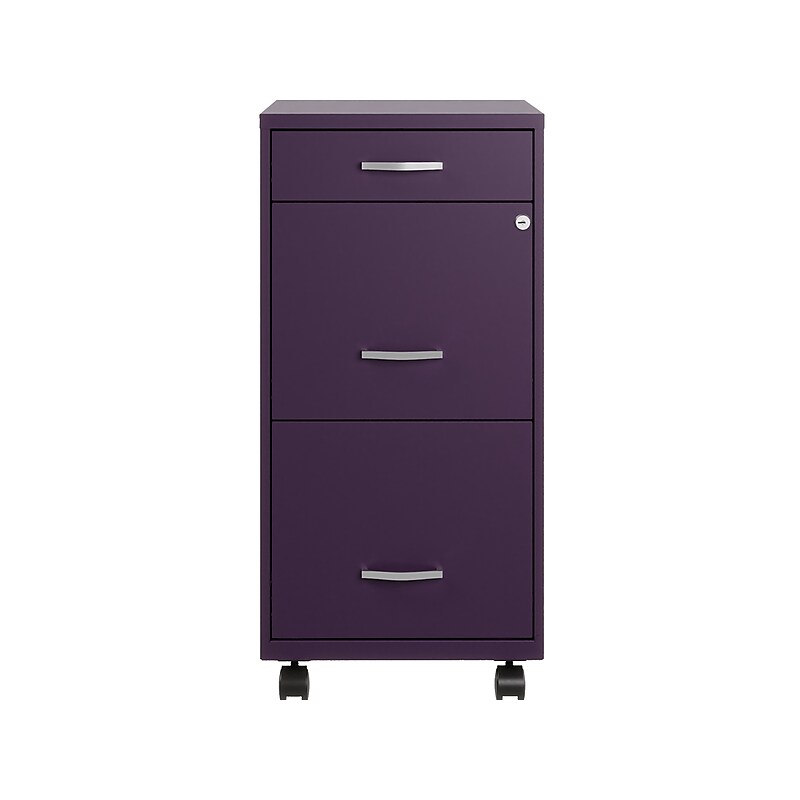 Space Solutions SOHO Organizer 3-Drawer Mobile Vertical File Cabinet, Letter Size, Lockable, Midnight Purple (25285) image 1