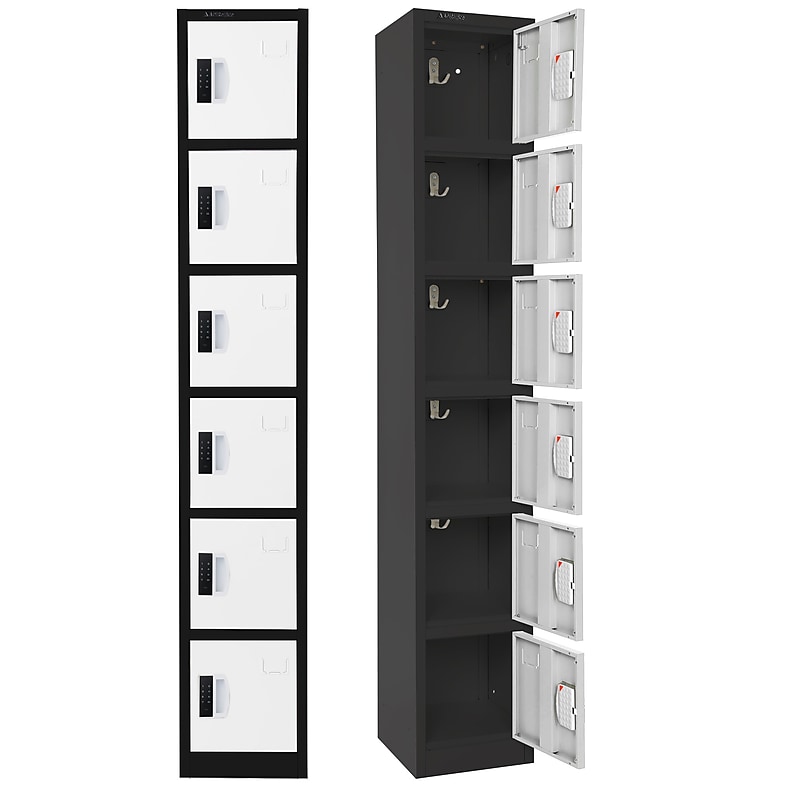 AdirOffice 72"H 6-Tier Black/White Storage Locker (ADI629-206-B-W-DL) image 1