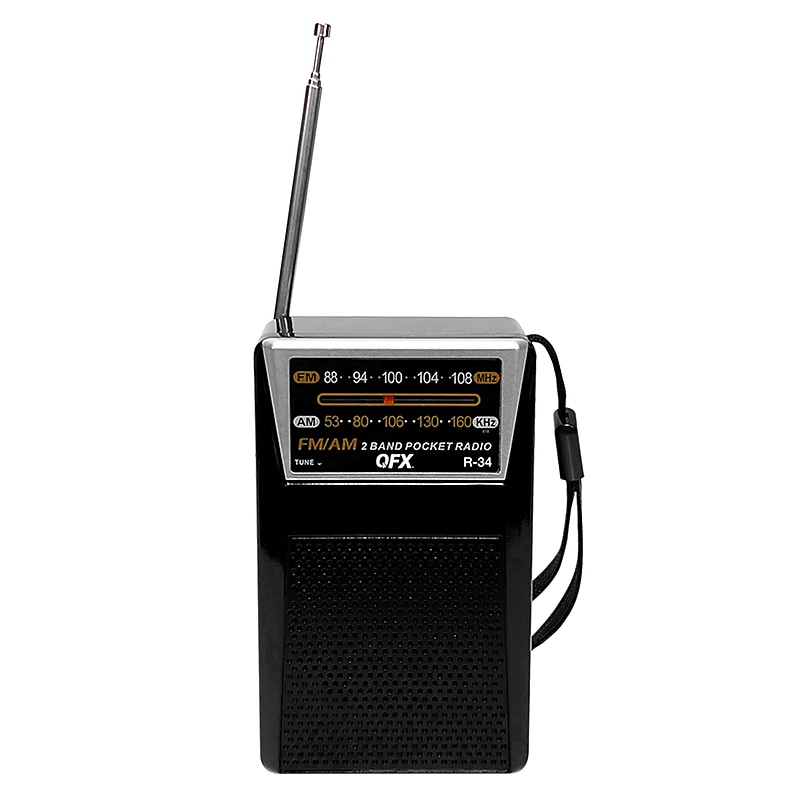 QFX Wireless Portable & Rechargeable AM/FM Radio with Headphone Output, Black (R-34) image 1