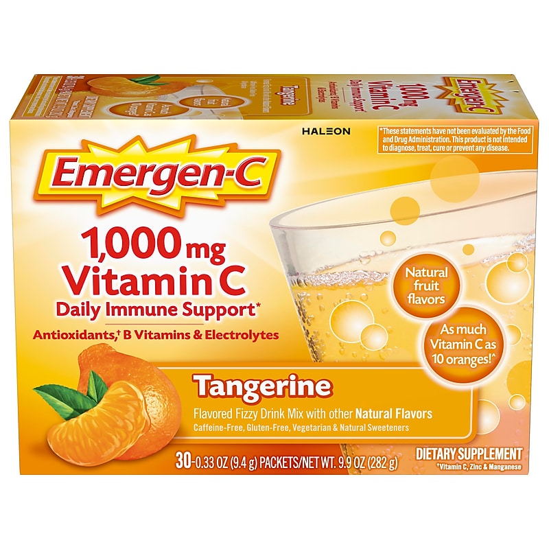 Emergen-C 1000mg Vitamin C Drink Mix Powder, Tangerine, 30/Box (F76314130202T) image 1