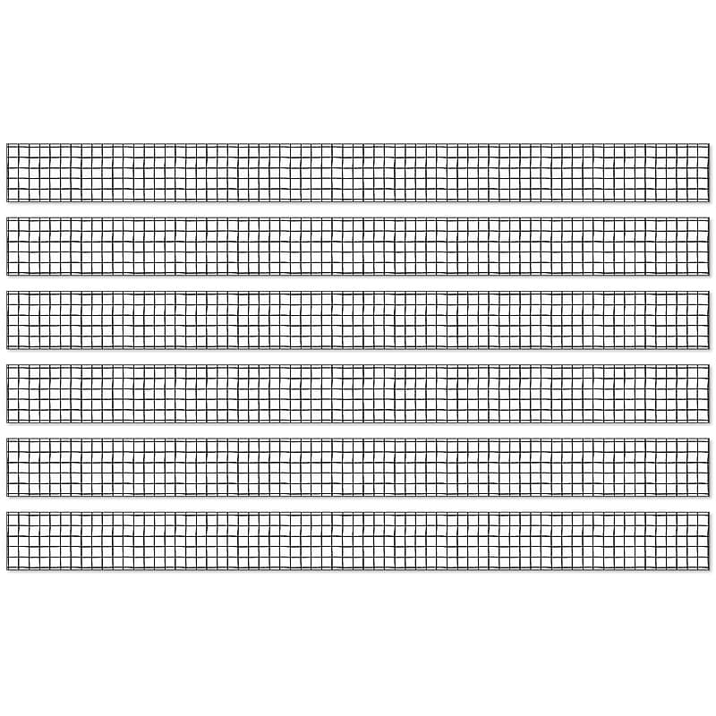 Happily Ever Elementary Creatively Inspired Straight Borders, 3" x 3', Black/White Grid, 6/Bundle (CD-108501-6) image 1