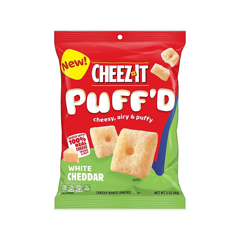 Cheez-It Puff'd Snack Crackers, White Cheddar, 3 Oz., 6/Carton (2410000024) image 1