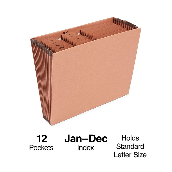 Staples Heavy Duty Reinforced Accordion File, Monthly Index, 12