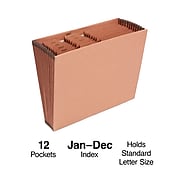 Staples® Heavy Duty Reinforced Accordion File, Monthly Index, 12-Pocket, Letter Size, Brown (595369)