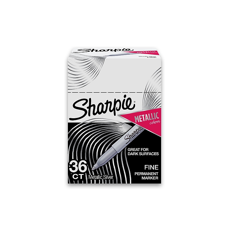 Sharpie Permanent Marker, Fine Tip, Metallic Silver, 36/Pack (2003899) image 1