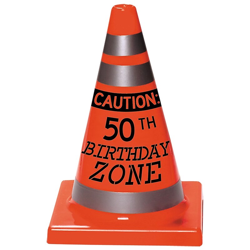 Party City 50th Birthday Plastic Safety Cone Decoration, Orange (AM210681-NS) image 1