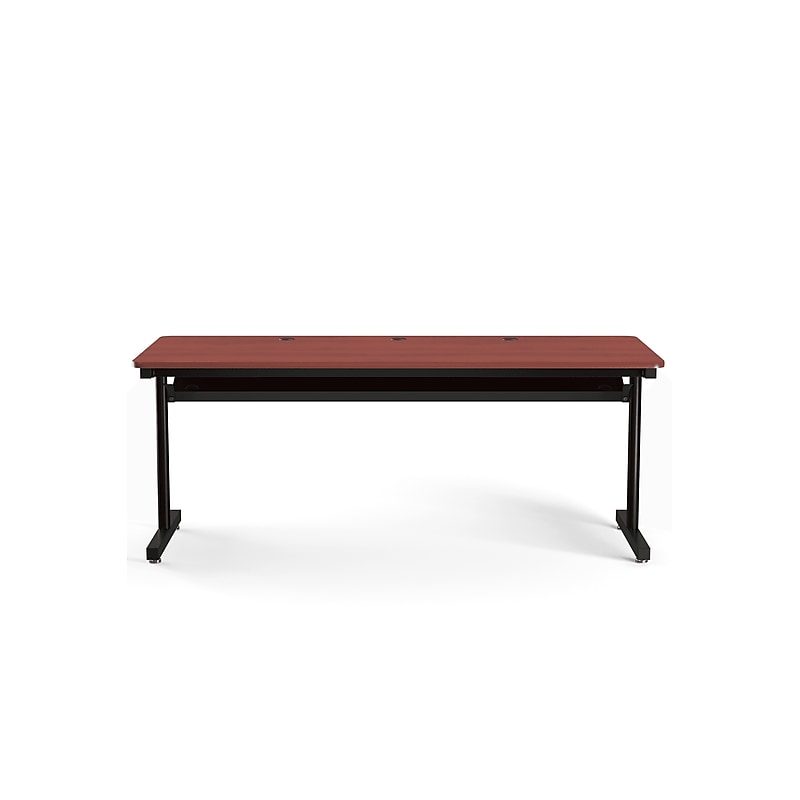 VersaDesk 72"W Basic Computer Table, Cherry/Black (BCT7230-BC) image 1