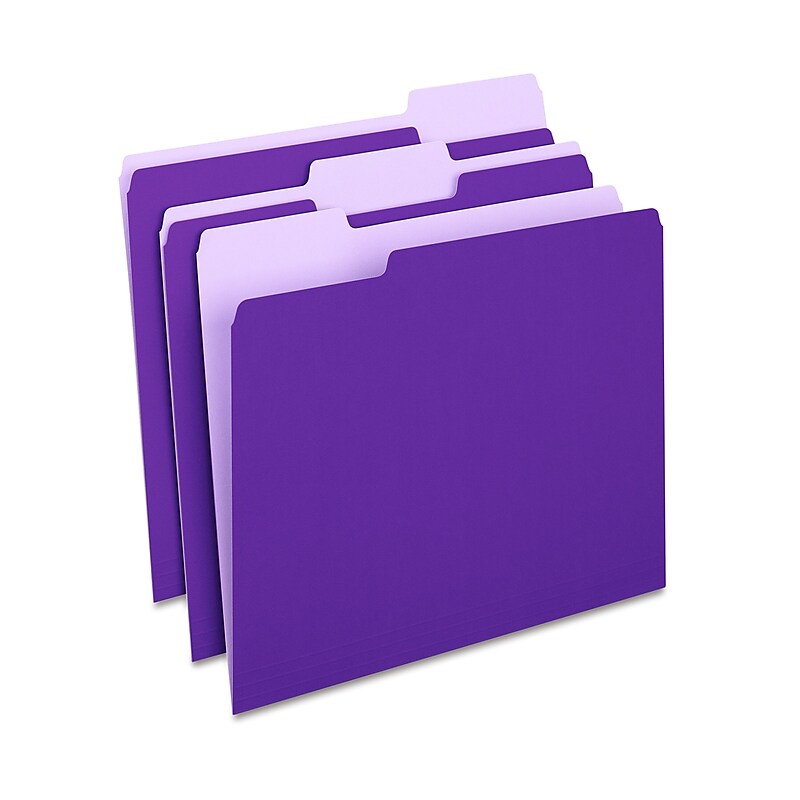 Staples File Folders, 1/3-Cut Tab, Letter Size, Purple, 24/Pack (ST13845-CC) image 1