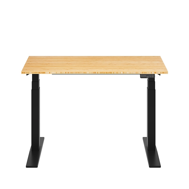 FlexiSpot E7 Commercial 48''W Electric Adjustable Standing Desk, Bamboo/Black (E7BCOM4824-LBZB) image 1