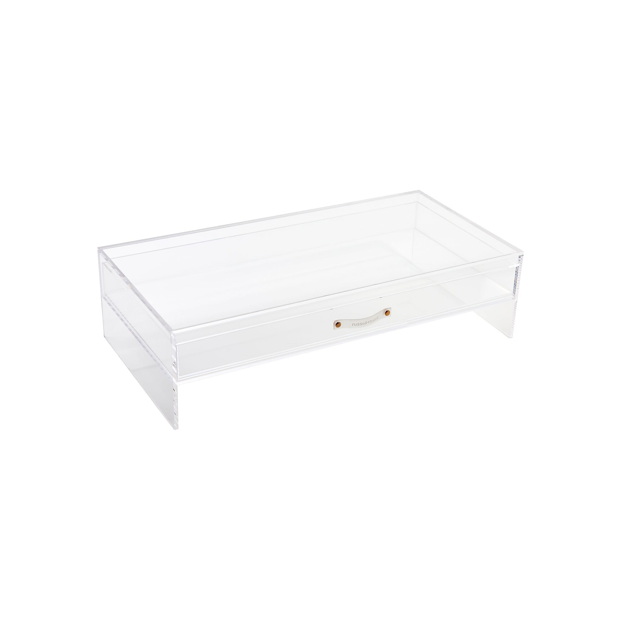 Russell+Hazel Monitor Stand with Drawer, Clear/Gold (98149) Sansujyuku sansujyuku.com