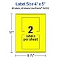 Avery Laser/Inkjet Rectangle Multipurpose Labels, 4" x 5", Neon Yellow, 80/Pack (94253)~#|#~5D057809-9ED7-42D5-982B65580B795F5A_sc7