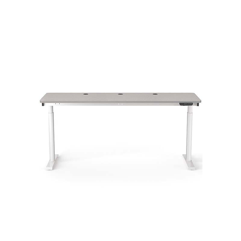 VersaDesk PowerLift 72"W Electric Rectangular Adjustable Standing Desk, Gray/White (PLSDR7224-WG-APP ) image 1