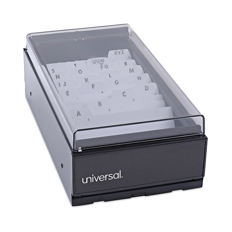 Universal Business Card File, Black, 600 Card Capacity (UNV10601) image 1