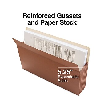 Staples® Reinforced File Pocket, 5.25" Expansion, Legal Size, Brown, 10/Box (ST418343)