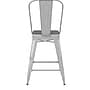 Flash Furniture Kai Indoor-Outdoor Counter Height Stool with Removable Back, White with Gray Seat (CH3132024GBWP2G)~#|#~5D176AA3-D191-4E45-BF9DED33D33D97E0_sc7