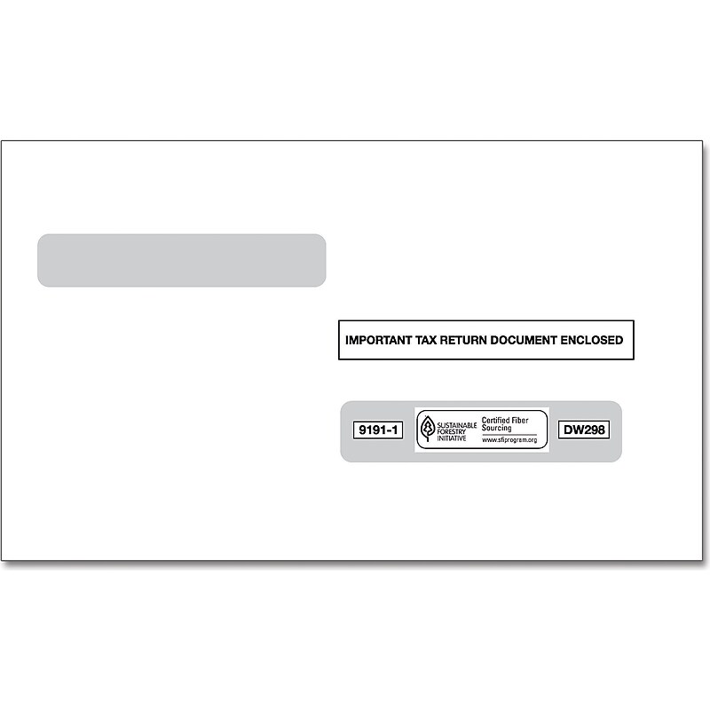 ComplyRight Double Window Envelope, 5.63" x 9", White/Black, 100/Pack (91911) image 1
