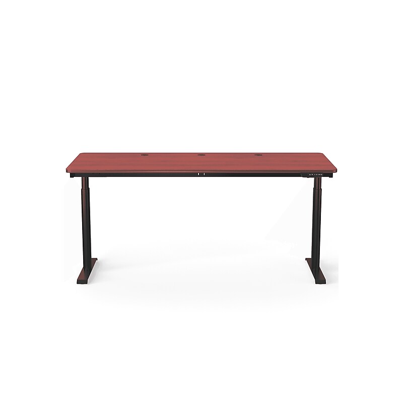 VersaDesk PowerLift 72"W Electric Rectangular Adjustable Standing Desk, Cherry/Black (PLSDR7230-BC-APP) image 1
