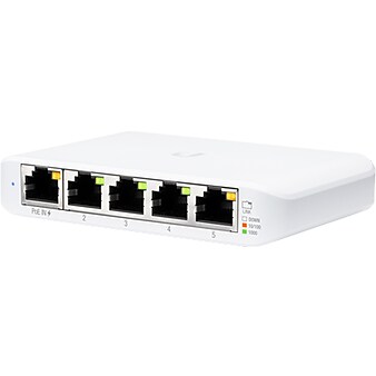 Ubiquiti UniFi Flex Mini 5-Port PoE Switch, 10Gbps, White, 5/Pack (USW-FLEX-MINI-5)