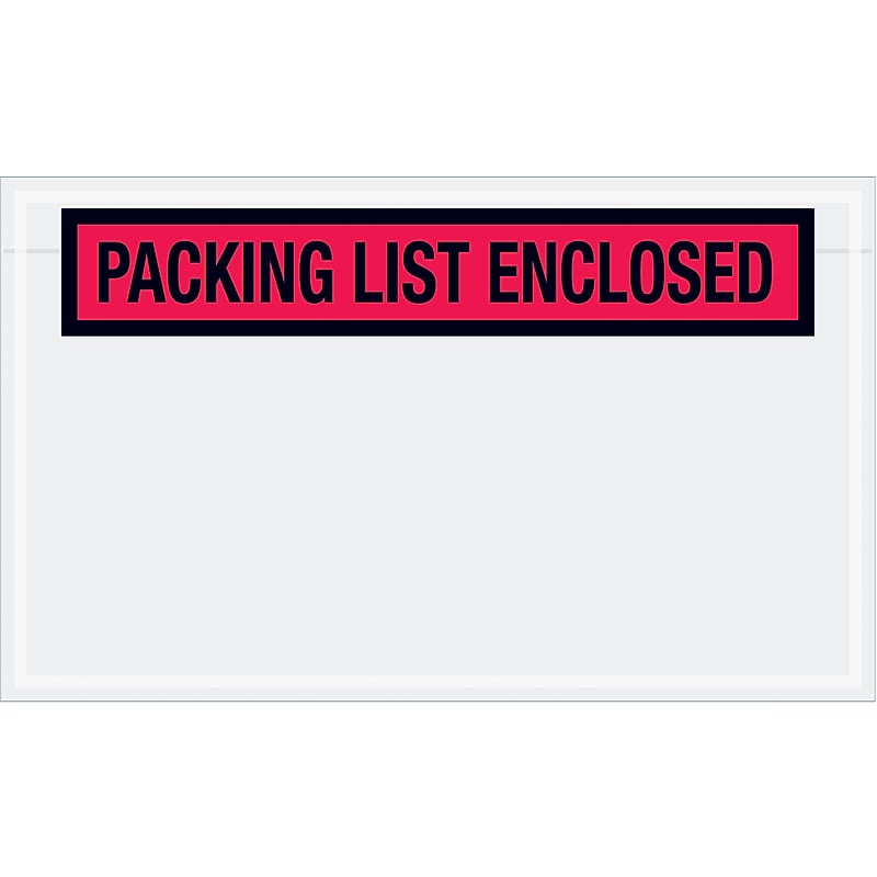 "Packing List Enclosed"Packing List Envelope , 7.5" x 4.5", Red 1000/Carton (PL461) image 1