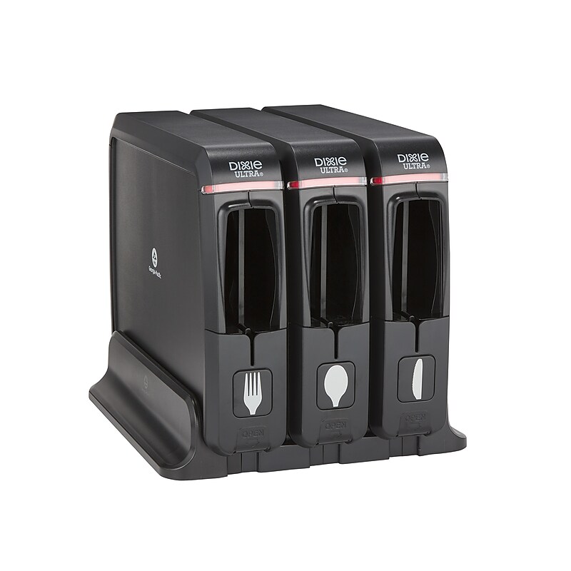 Dixie Ultra Triple Pack SmartStock Series-W Plastic Cutlery Dispenser, Black, 3/Carton (SSW3D85) image 1