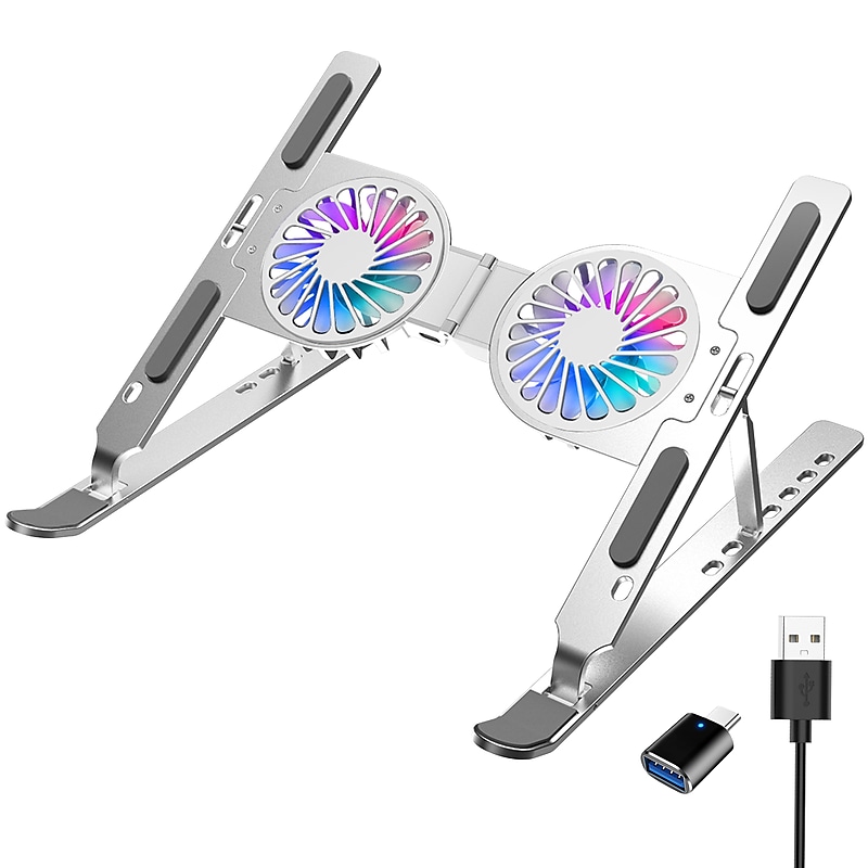 Purely F82 Cooling Fan Height-Adjustable 18" Collapsible/Portable Laptop Stand, 1 USB Port (PLSF82) image 1