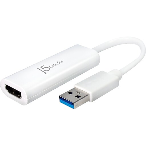 j5create USB to HDMI Video Adapter, Male to Female, White (JUA254