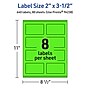 Avery Laser/Inkjet Multipurpose Rectangle Labels, 2" x 3.5", Neon Green, 640/Box (94238)~#|#~5D41C6D7-DB76-4086-8031C216F5B83A6B_sc7
