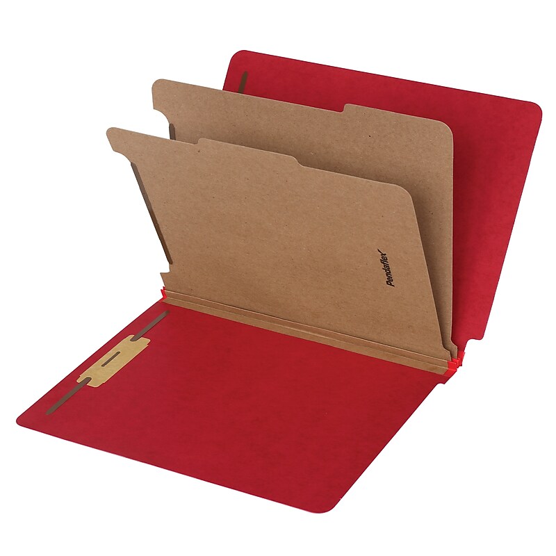 Pendaflex Heavy Duty Pressboard Classification Folder, 2-Dividers, 2" Expansion, Letter Size, Red, 10/Box (23216EE) image 1