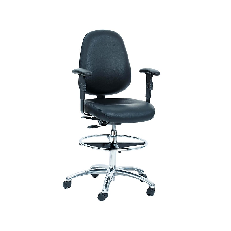 Brandt Industries Vinyl Lab Stool with Backrest and Lumbar Support (13420 Black) image 1