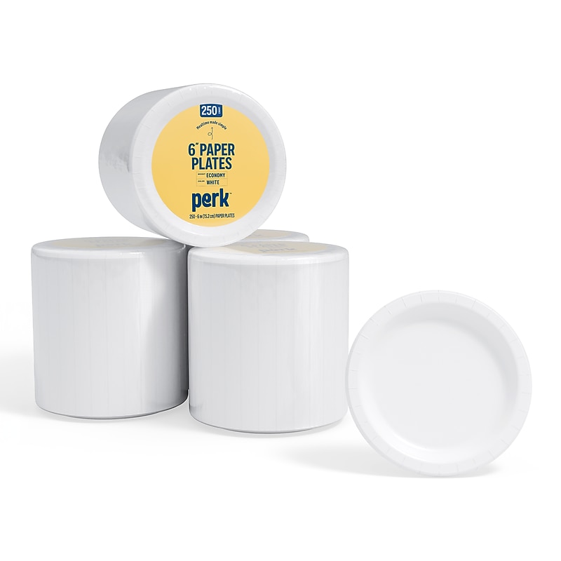 Perk™ Economy Paper Plates, 6", White, 1000/Carton (PK56517) image 1