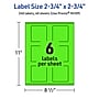 Avery Square Multipurpose Labels, 2.75" x 2.75", Neon Green, 240/Pack (94109)~#|#~5D6325E0-CF71-49E7-A8B3D05543D6FC19_sc7